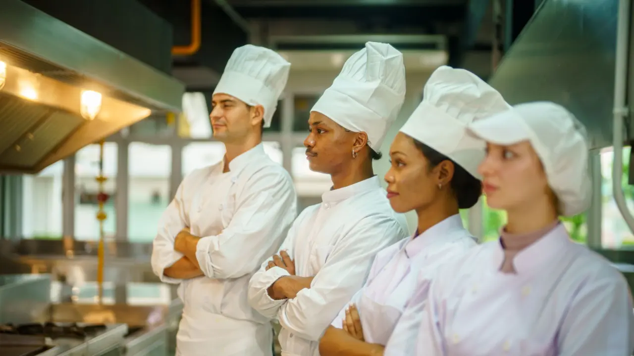 Equipe de produção da NutriServ Minas em cozinha profissional